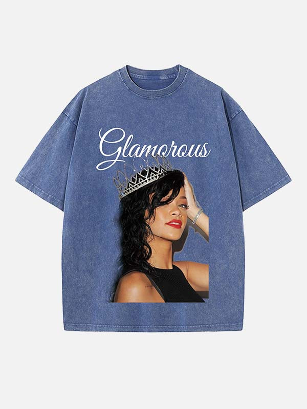 Rihanna Print Round Neck T-shirt