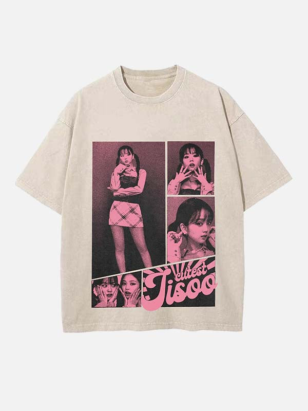BLACKPINK Jisoo Print Round Neck T-shirt