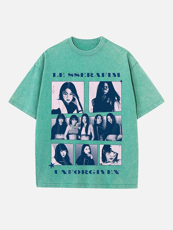 LE SSERAFIM Print Round Neck T-shirt