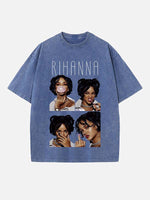 Rihanna Print Round Neck T-shirt