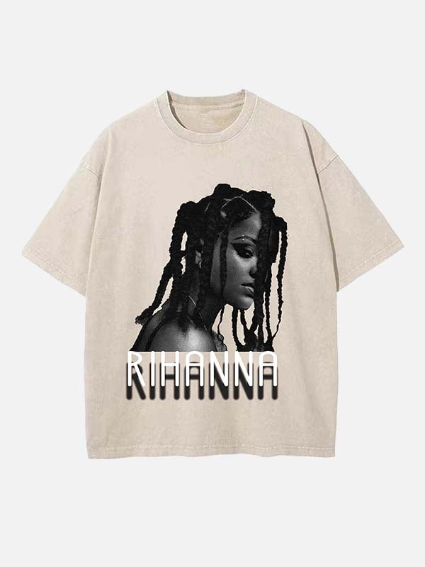 Rihanna Print Round Neck T-shirt