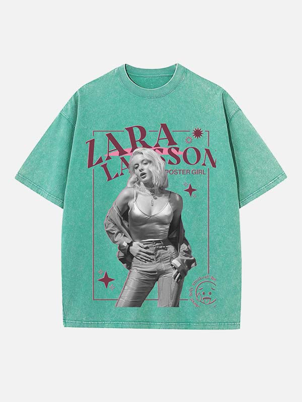 Zara Larsson Print Round Neck T-shirt