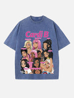 Cardi B Print Round Neck T-shirt