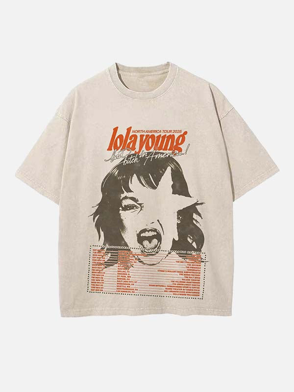 Lola Young Print Round Neck T-shirt