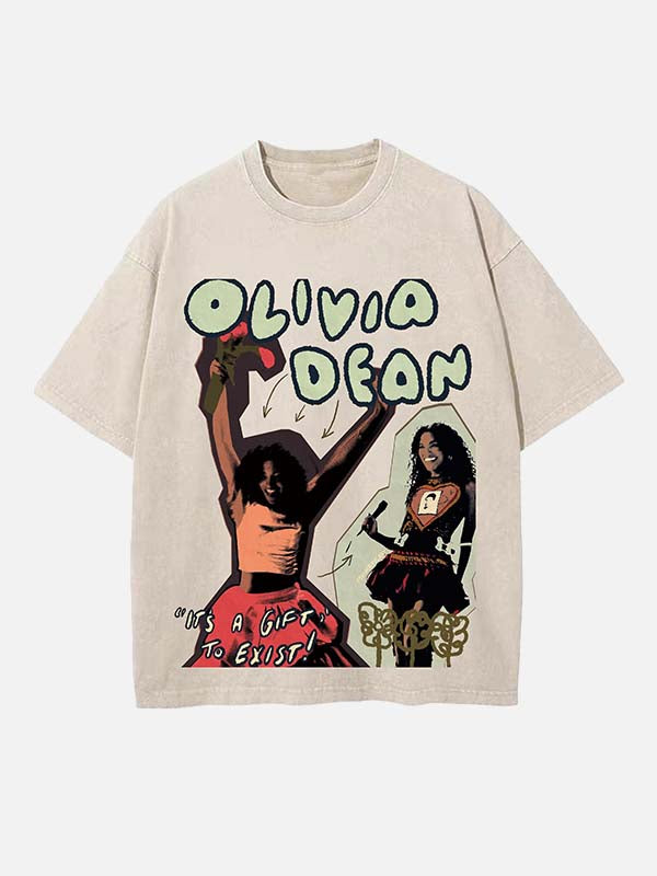 Olivia Dean Print Round Neck T-shirt