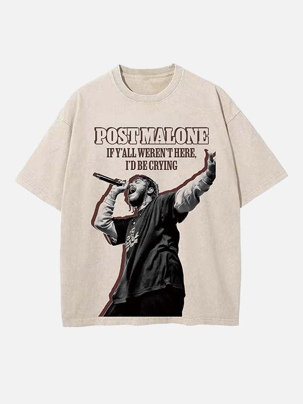 Post Malone Print Round Neck T-shirt