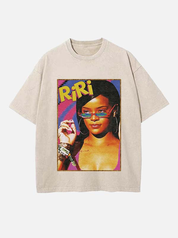 Rihanna Print Round Neck T-shirt