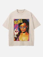 Rihanna Print Round Neck T-shirt