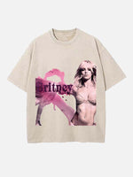 Britney Spears Print Round Neck T-shirt