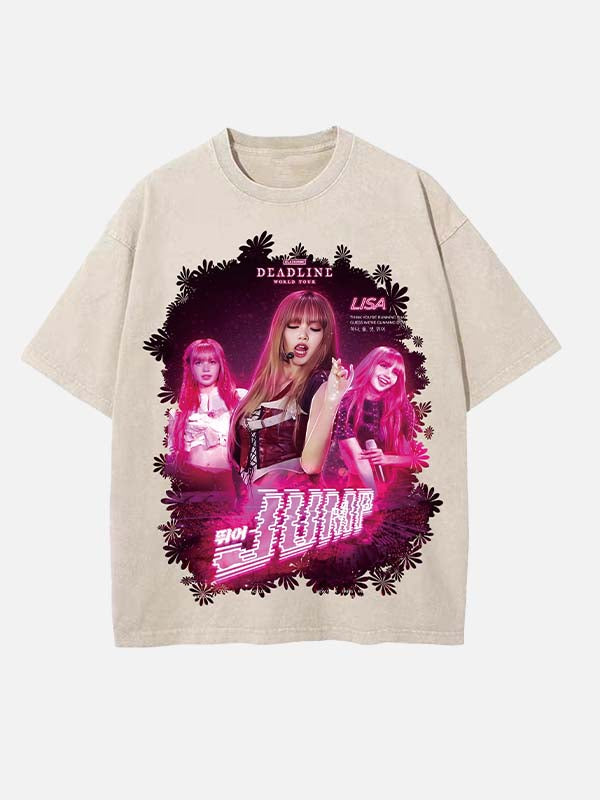 BLACKPINK Lisa Print Round Neck T-shirt