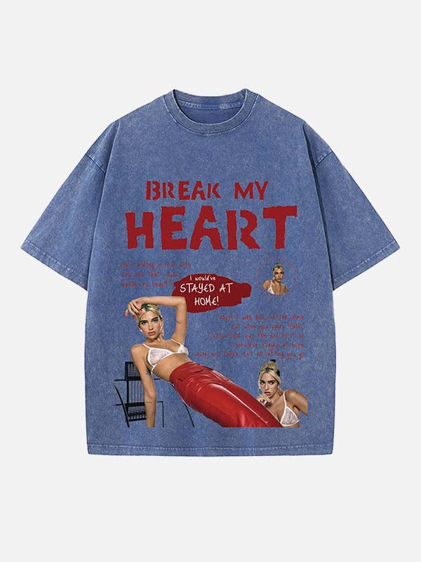 Dua Lipa Print Round Neck T-shirt