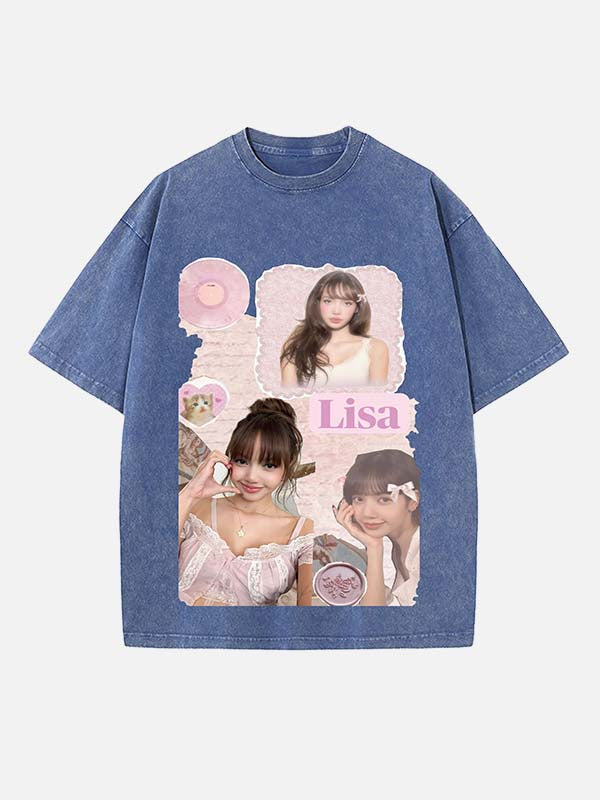 BLACKPINK Lisa Print Round Neck T-shirt