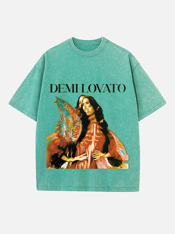 Demi Lovato Print Round Neck T-shirt