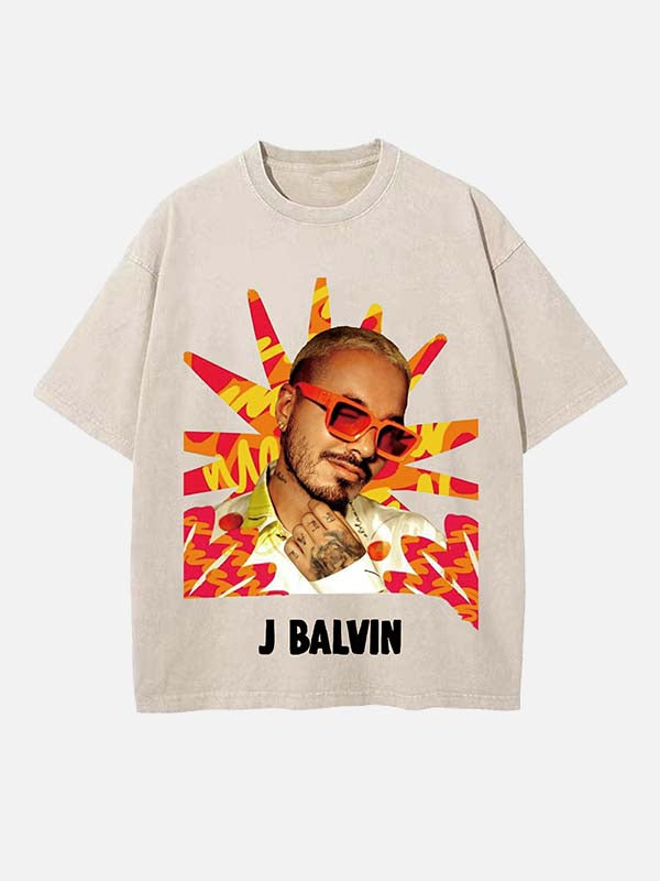 J Balvin Print Round Neck T-shirt