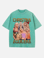 Christina Aguilera Print Round Neck T-shirt