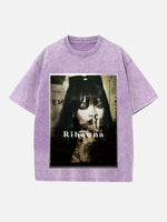Rihanna Print Round Neck T-shirt