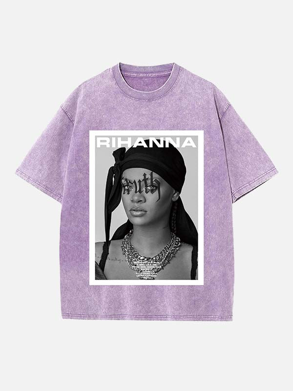 Rihanna Print Round Neck T-shirt