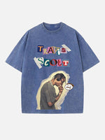 Travis Scott Print Round Neck T-shirt