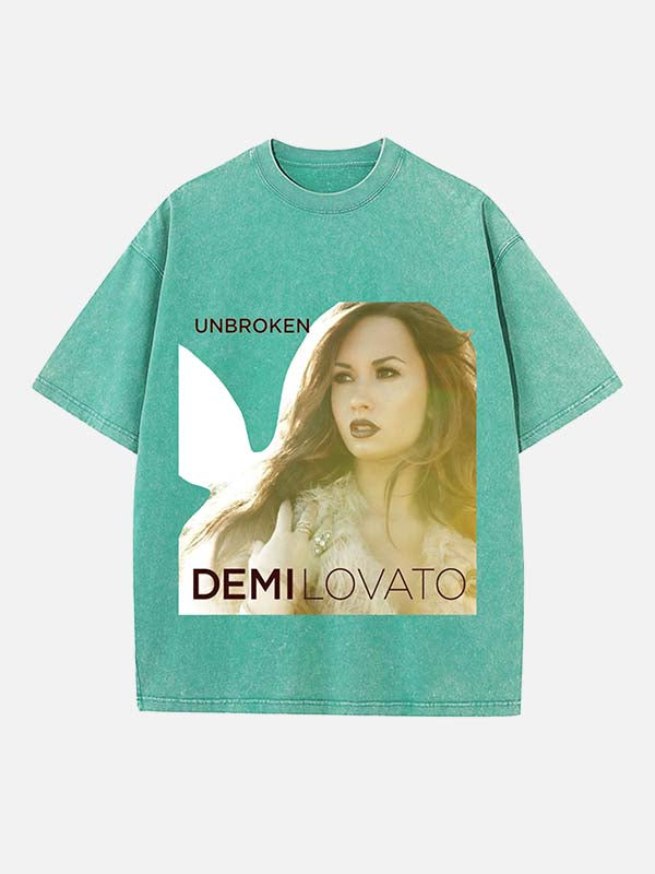 Demi Lovato Print Round Neck T-shirt