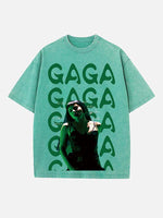 Lady Gaga Print Round Neck T-shirt