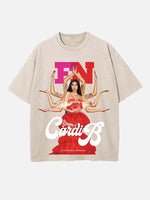 Cardi B Print Round Neck T-shirt
