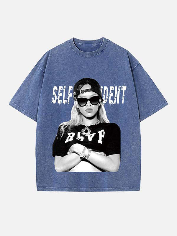 Rihanna Print Round Neck T-shirt
