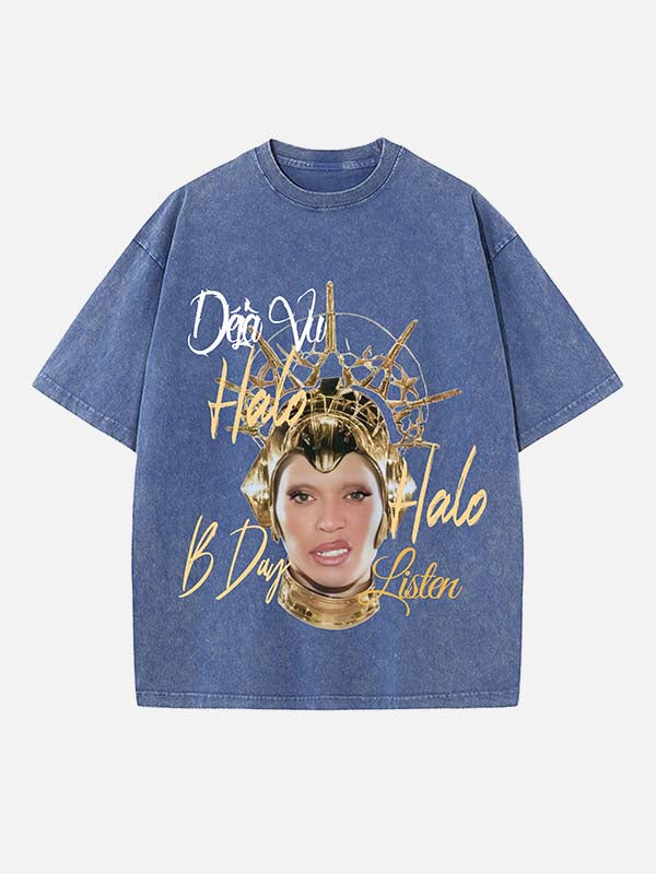 Beyoncé Print Round Neck T-shirt