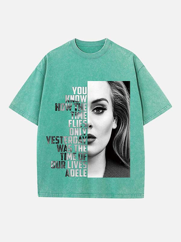 Adele Print Round Neck T-shirt