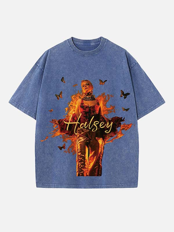 Halsey Print Round Neck T-shirt