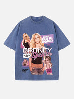 Britney Spears Print Round Neck T-shirt