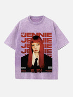 BLACKPINK Jennie Print Round Neck T-shirt