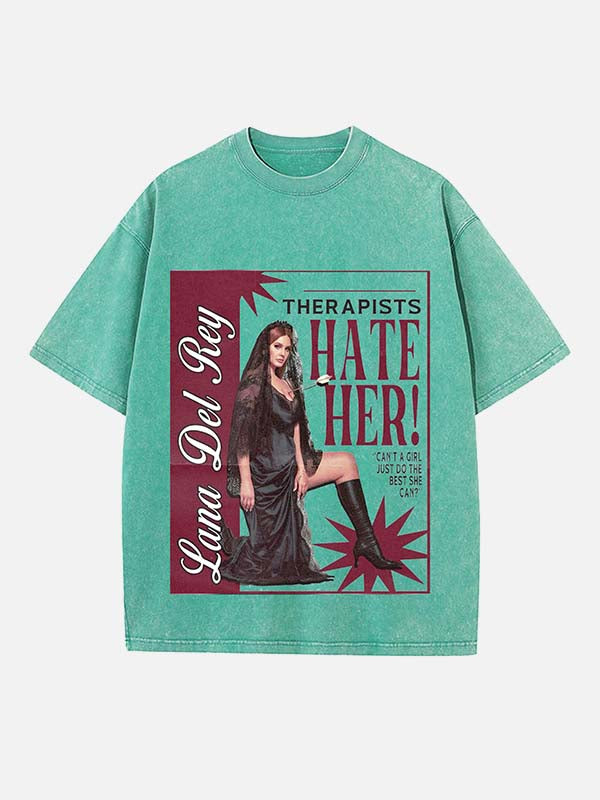 Lana Del Rey Print Round Neck T-shirt