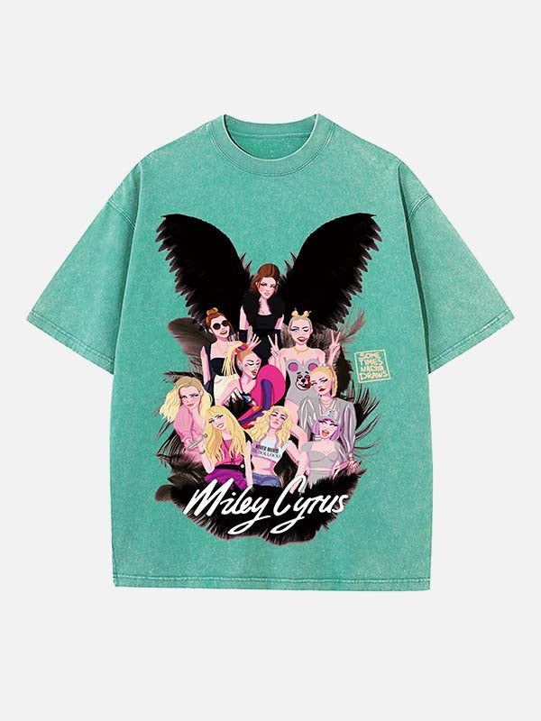 Miley Cyrus Print Round Neck T-shirt