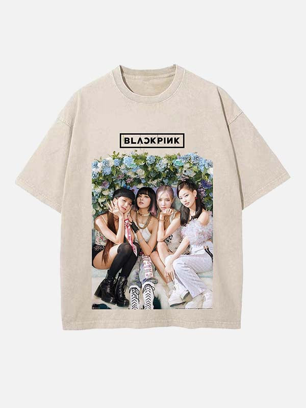 BLACKPINK Print Round Neck T-shirt