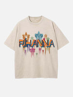 Rihanna Print Round Neck T-shirt
