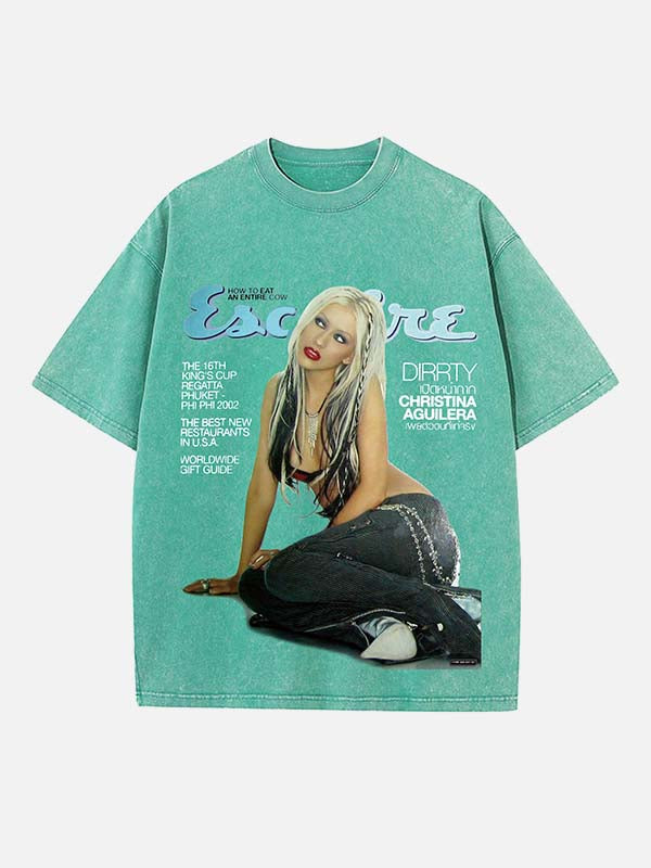 Christina Aguilera Print Round Neck T-shirt