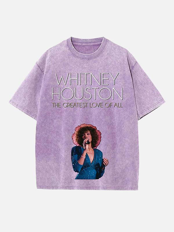 Whitney Houston Print Round Neck T-shirt