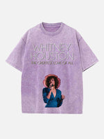 Whitney Houston Print Round Neck T-shirt