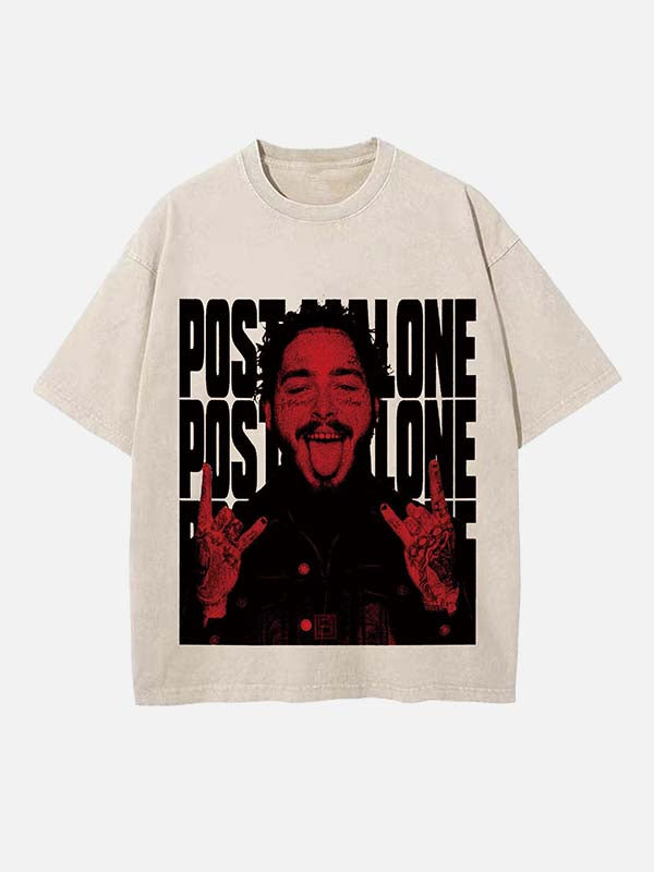 Post Malone Print Round Neck T-shirt
