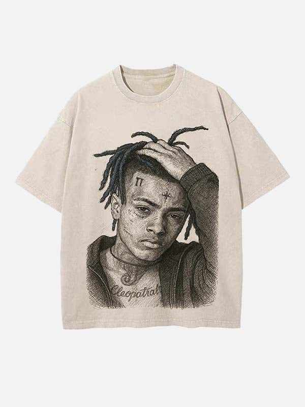 XXXTENTACION Print Round Neck T-shirt