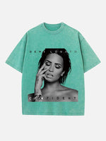 Demi Lovato Print Round Neck T-shirt