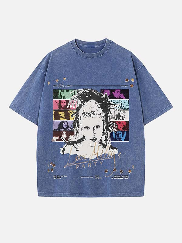 Miley Cyrus Print Round Neck T-shirt