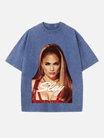 Jennifer Lopez Print Round Neck T-shirt