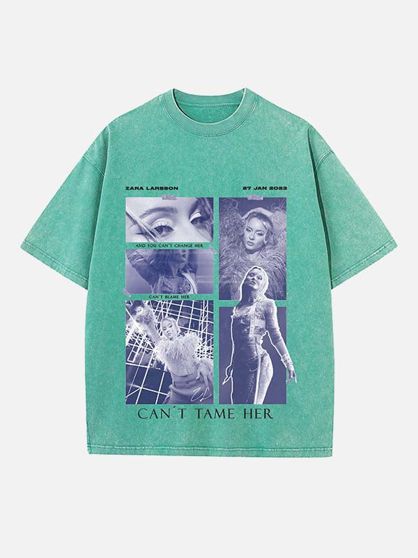 Zara Larsson Print Round Neck T-shirt