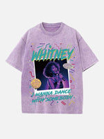 Whitney Houston Print Round Neck T-shirt