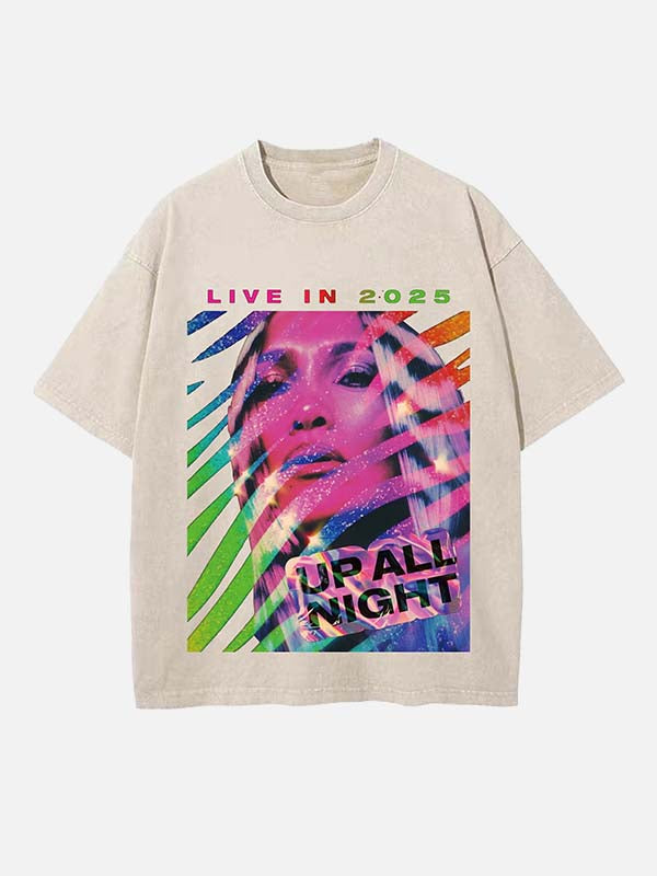 Jennifer Lopez Print Round Neck T-shirt