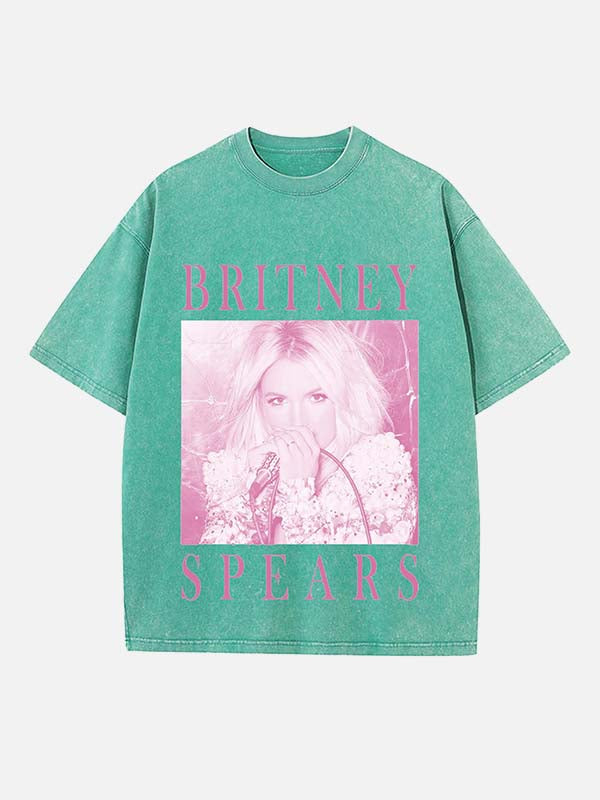 Britney Spears Print Round Neck T-shirt