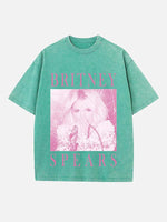 Britney Spears Print Round Neck T-shirt