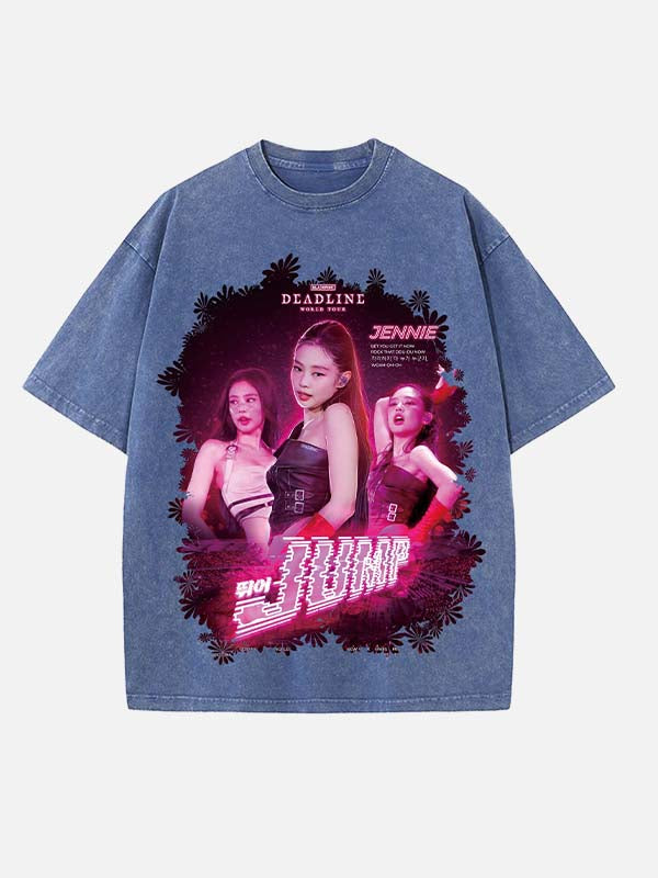 BLACKPINK Jennie Print Round Neck T-shirt