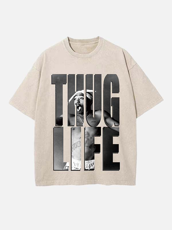 2Pac Print Round Neck T-shirt